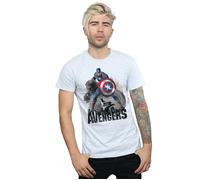 Marvel Men's Captain America Action Pose T-Shirt in Grey | Size: 3XL Marvel Grey 3XL