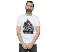 Marvel Men's Captain America Action Pose T-Shirt in White | Size: 3XL Marvel White 3XL