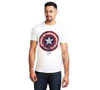 Marvel Men's Captain America Ca Comic Shield T-Shirt, White, XX-Large
