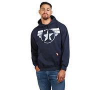 Marvel Men's Captain America Cap Logo Hoodie, Navy Blue, L UK
