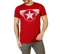 Marvel Men's Captain America Cap Logo T Shirt, Antique Cherry Red, XXL UK