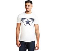 MARVEL Men's Captain America Cap Logo T Shirt, White, M UK