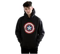 Marvel Men's Captain America Civil War Distressed Shield Hoodie in Black | Size: 3XL Marvel Black 3XL