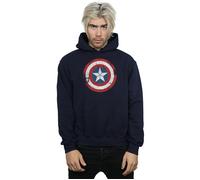 Marvel Men's Captain America Civil War Distressed Shield Hoodie in Navy | Size: 3XL Marvel Navy 3XL
