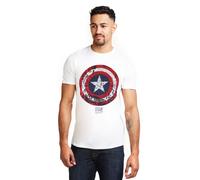 Marvel Men's Captain America Comic Shield Cotton T-Shirt in White | Size: Medium Marvel White M