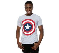 Marvel Men's Captain America Distressed Shield T-Shirt in Grey | Size: Medium Marvel Grey M