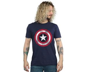 Marvel Men's Captain America Distressed Shield T-Shirt in Navy | Size: XL Marvel Navy XL