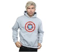Marvel Men's Captain America Pixelated Shield Hoodie in Grey | Size: 5XL Marvel Grey 5XL
