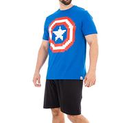 Marvel Mens Captain America Pyjamas, Blue, S