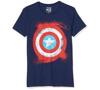 Marvel Men's Captain America Shield Short Sleeve T-Shirt, Blue, Medium
