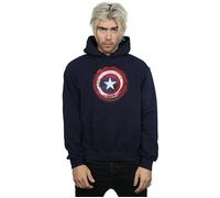 Marvel Men's Captain America Splatter Shield Hoodie Navy Blue XXXX-Large