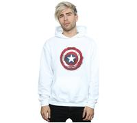 Marvel Men's Captain America Splatter Shield Hoodie in White | Size: 4XL Marvel White 4XL
