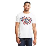 Marvel Men's Captain America Torn Cotton T-Shirt in White | Size: Small Marvel White S