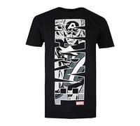 Marvel Men's Captain America Vertical T-Shirt, Black, X-Large