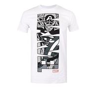 Marvel Men's Captain America Vertical T Shirt, White, M UK