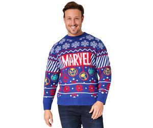 Marvel Mens Christmas Jumper Crew Neck Long Sleeves Sweater Warm Top Cosy