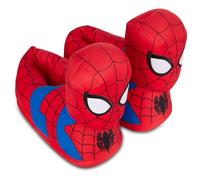 Marvel Mens Comics Spiderman Slippers - Spiderman 3D Plush Slippers - Spiderman, Captain America, Ironman and Hulk Plush Slippers, Red, 9-10
