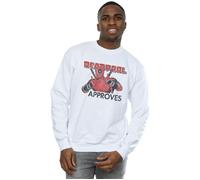 Marvel Men's Deadpool Approves Sweatshirt in White | Size: Medium Marvel White M