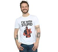 Marvel Men's Deadpool I'm with Stupid T-Shirt White X-Large