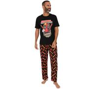 Marvel Mens Deadpool Long Pyjama Set PJs Nightwear Loungewear (Medium) Black