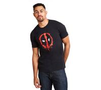 Marvel Men's Deadpool Paint Logo T-Shirt in Black | Size: 2XL Marvel Black 2XL