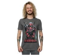 Marvel Men's Deadpool Ready For Action T-Shirt in Mid Grey | Size: Small Marvel Mid Grey S