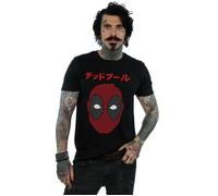 Marvel Men's Deadpool Seigaiha Head T-Shirt in Black | Size: Medium Marvel Black M
