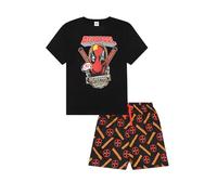 Marvel Mens Deadpool Short Pyjama Set PJs Nightwear Loungewear (Large) Black