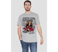 Marvel Men's DEADPOOL & WOLVERINE SKETCHBOOK HEADPOOL ATTACKS T-Shirt, Athletic Heather in Light Grey | Size: 5XL Marvel Light Grey 5XL