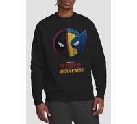 Marvel Men's DEADPOOL & WOLVERINE WORN CREST Sweatshirt, Black | Size: Small Marvel Black S