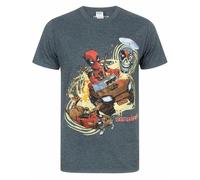 Marvel Mens Grey Deadpool Short Sleeved T-Shirt - Medium