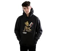 Marvel Men's Guardians of The Galaxy Groot Tape Hoodie Black X-Large