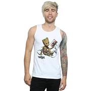 Marvel Men's Guardians of The Galaxy Groot Tape Vest White Medium
