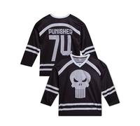 Marvel Mens Hockey Jersey - Spider-Man Punisher and Mickey Mouse Classic Long Sleeve Mesh Graphic Hockey Jerseys for Men, Black Punisher, S