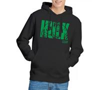 Marvel Men's Hulk Text Hoodie, (Black Blk)