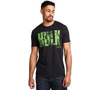 Marvel Men's Hulk Text T Shirt, Black, XL UK
