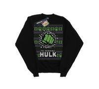 (L, Black) Marvel Mens Incredible Hulk Fair Isle Sweatshirt