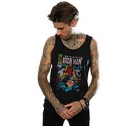 Marvel Men's Invincible Iron Man Distressed Issue One Vest Black Large