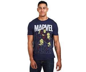 Marvel Men's Iron Man Repeat T Shirt, Navy, S UK