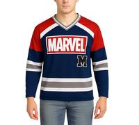 Marvel Men's Long Sleeve Mesh Hockey Jersey - Spider-Man, Punisher, and Mickey Graphic Hockey Jerseys for Men (Sizes: S-XL), Navy Marvel, Large