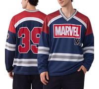 Marvel Mens Hockey Jersey - Spider-Man Punisher Mickey Mouse Long Sleeve Mesh Graphic Hockey Jerseys for Men, Size Runs Large, Navy Marvel, XL
