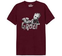 Marvel Men's Meiamgmts011 T-Shirt, Bordeaux Melange, S
