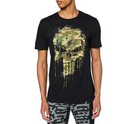 Marvel Men's Punisher Skull Camo T Shirt, Black, XXL UK
