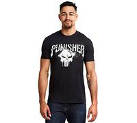 Marvel Men's Punisher Text T Shirt, Black, M UK