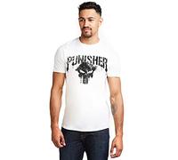 Marvel Men's Punisher Text T Shirt, White, S UK