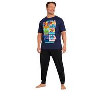 Marvel Mens Pyjamas Set, Comfy Cotton Loungewear - Dad Gifts (Blue/Black, XL)