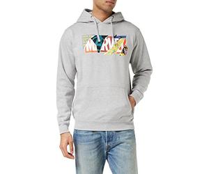 Marvel Men's Scrapbook Logo Hooded Sweatshirt, Grey Heather, S UK