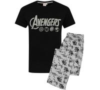 Marvel Men's Short Sleeve Long Leg Pyjama Set (Adult Black) in Black | Size: XL Marvel Black XL