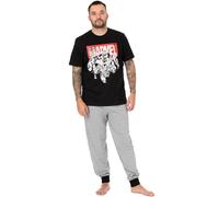 Marvel Superhero Mens Pyjamas | Adults Black Distressed Loungewear Pants and T-Shirt PJ Set | Iron Man Thor Spider-Man Captain America | Long Leg Pajama Bottoms Merchandise Gift for Him