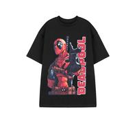 Marvel Deadpool Mens Black Short Sleeve Graphic Tee | Point Deadpool Print T-Shirt Comics Short Sleeve Top | Deadpool Logo Shirt for Men - Comic Book Superhero Apparel Gift for Fans